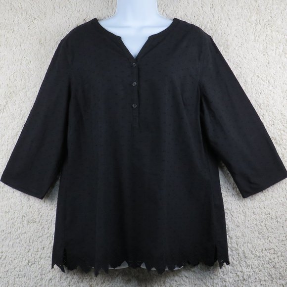 Croft & Barrow* Women's 3/4 Sleeve 3 Button Down Pullover Blouse~ Size Large - Picture 1 of 9